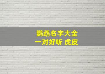 鹦鹉名字大全一对好听 虎皮